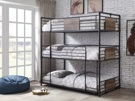 Brantley Sandy Black & Dark Bronze Hand-Brushed Bunk Bed (Triple Twin) Online now