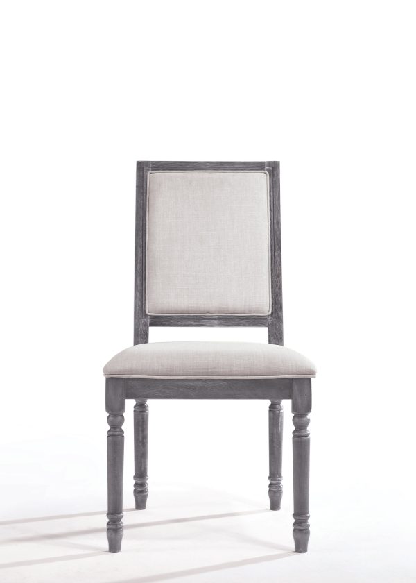 Leventis Cream Linen & Weathered Gray Side Chair Online Sale