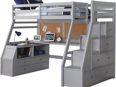 Acme Jason II Twin Loft Bed & Ladder in Gray 37445 Online Hot Sale