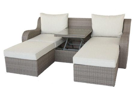 Acme Salena Sofa Bed with Coffee Table in Beige Gray 45010 Hot on Sale