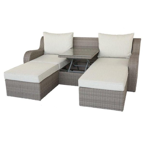 Acme Salena Sofa Bed with Coffee Table in Beige Gray 45010 Hot on Sale