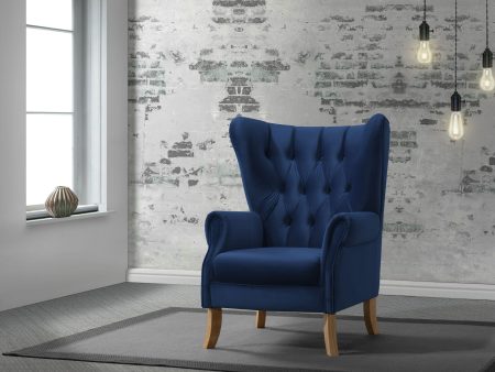 Adonis Navy Blue Velvet Accent Chair Cheap