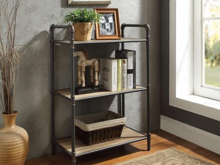 Itzel Antique Oak & Sandy Gray Bookshelf Online now