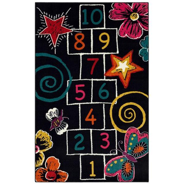 BARON 5  X 8 , Area Rug, Hopscotch, Multi Black Online now