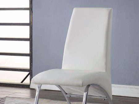 Pervis White PU & Chrome Side Chair For Discount