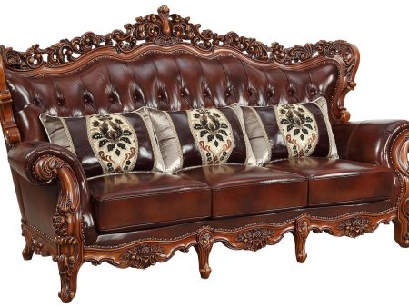 Acme Furniture Eustoma Sofa in Cherry and Walnut 53065 For Discount